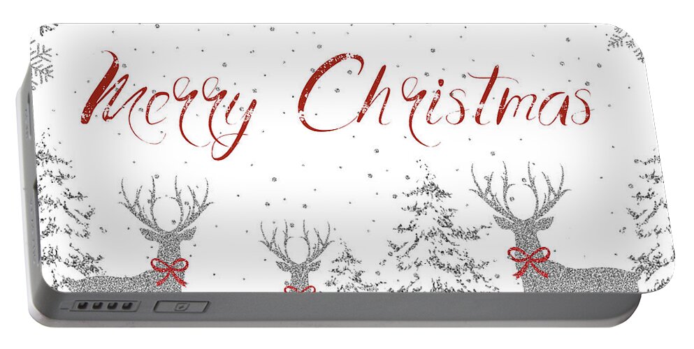 Christmas Portable Battery Charger featuring the digital art Christmas Silver 2 by Jean Plout