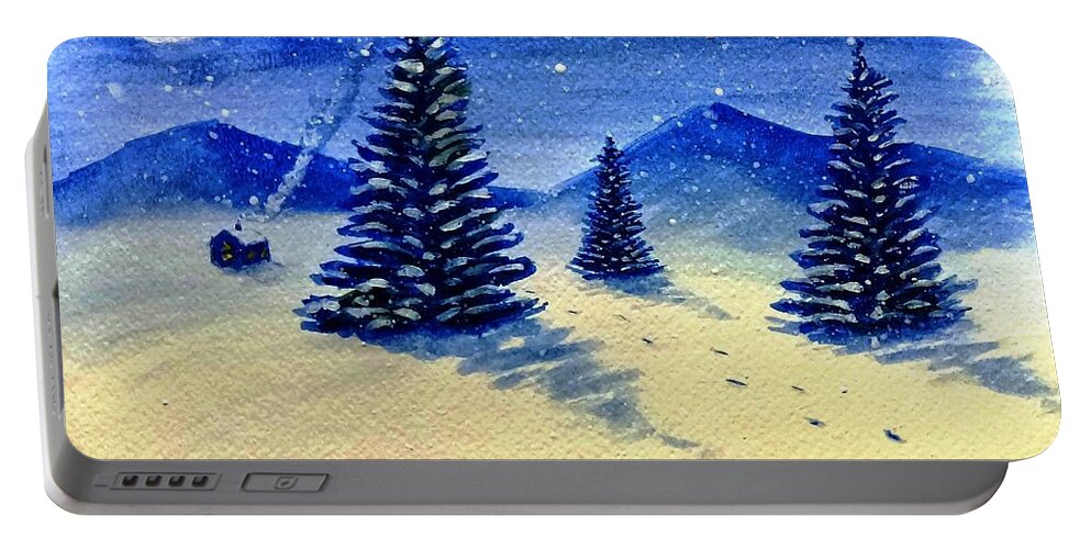 Christmas Portable Battery Charger featuring the painting Christmas Snow by Stacy C Bottoms
