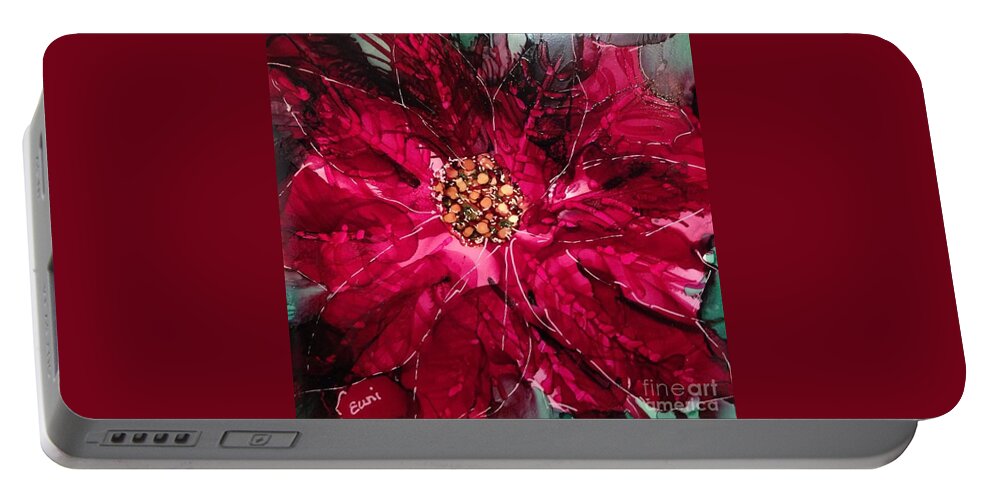 Flower Portable Battery Charger featuring the painting Christmas Sparkle by Eunice Warfel