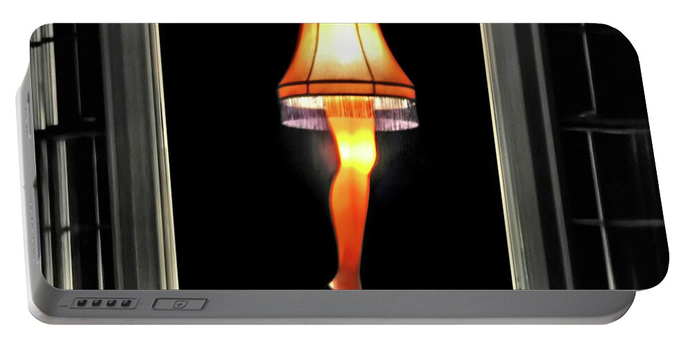 Christmas Leg Lamp Portable Battery Charger featuring the photograph Christmas Story Leg Lamp by Jennie Breeze