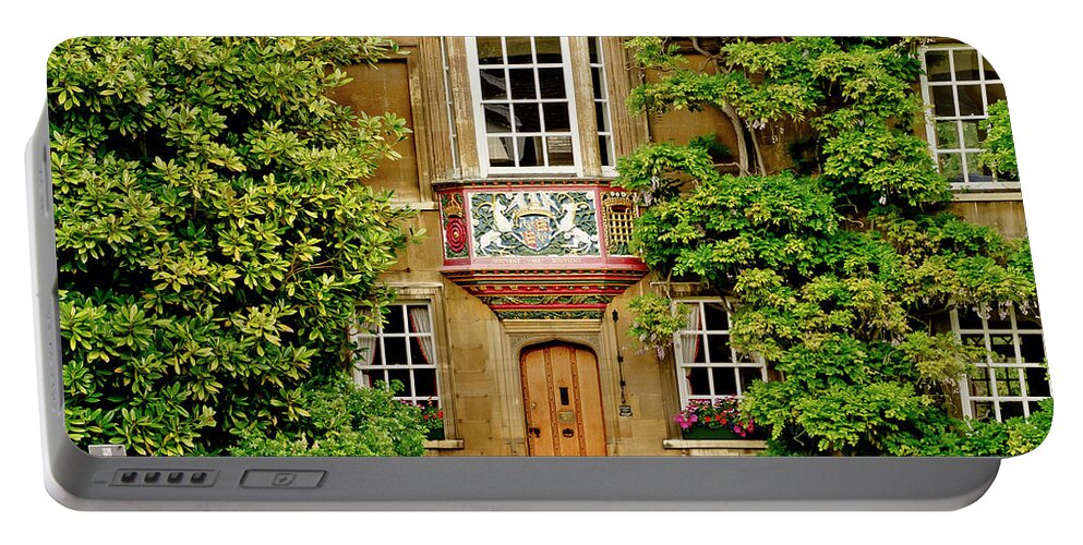 Cambridge Portable Battery Charger featuring the photograph Christ's College court. Cambridge. by Elena Perelman