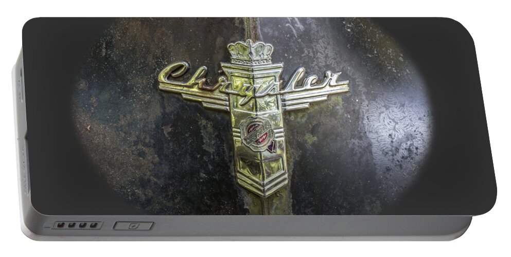 1930s Portable Battery Charger featuring the photograph Chrysler Hood Ornament by Debra and Dave Vanderlaan