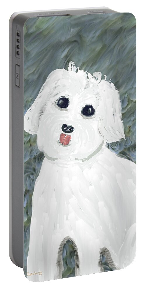Dog Portable Battery Charger featuring the painting Chubby Puppy by Rosalie Scanlon
