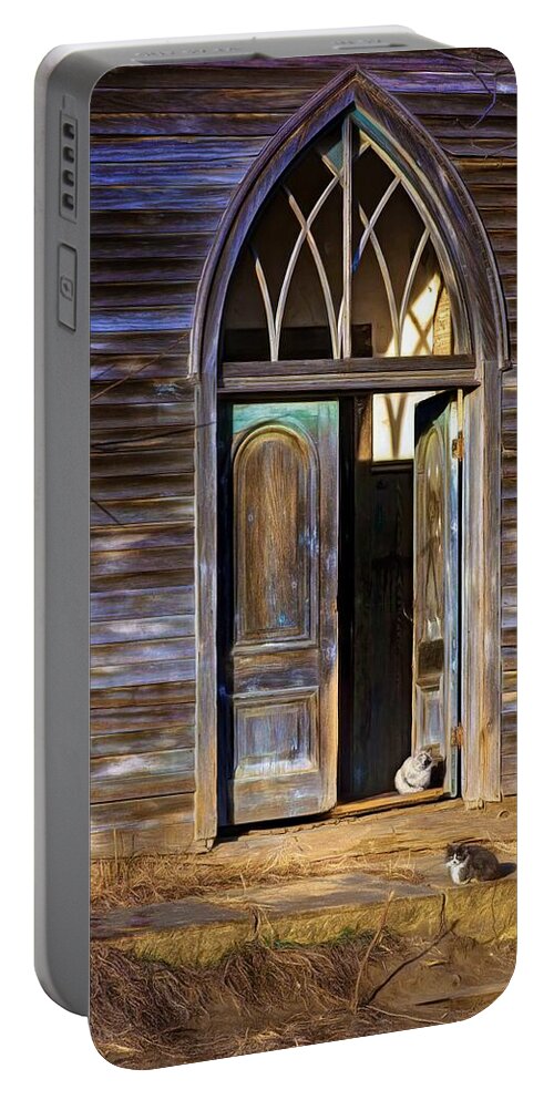 Cats Portable Battery Charger featuring the photograph Church Cats by Nikolyn McDonald