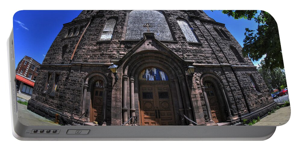 Buffalo Portable Battery Charger featuring the photograph Church On Main St by Michael Frank Jr