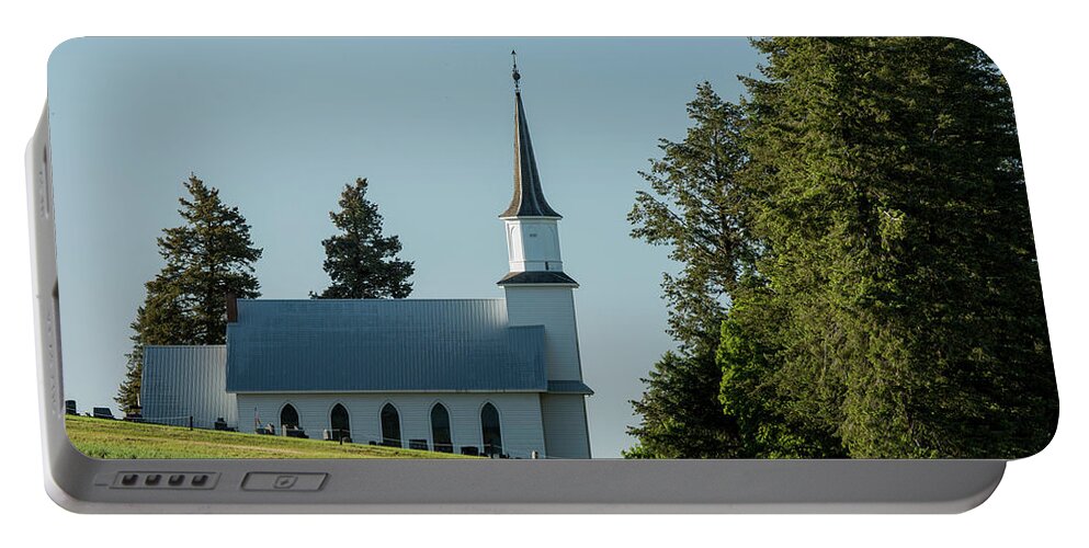 Palouse Portable Battery Charger featuring the photograph Church on the Hill by Bob Cournoyer