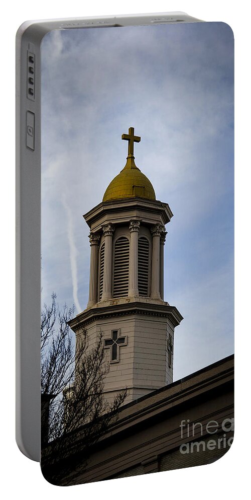 Church Portable Battery Charger featuring the photograph Church Steeple Nashville by Marina McLain