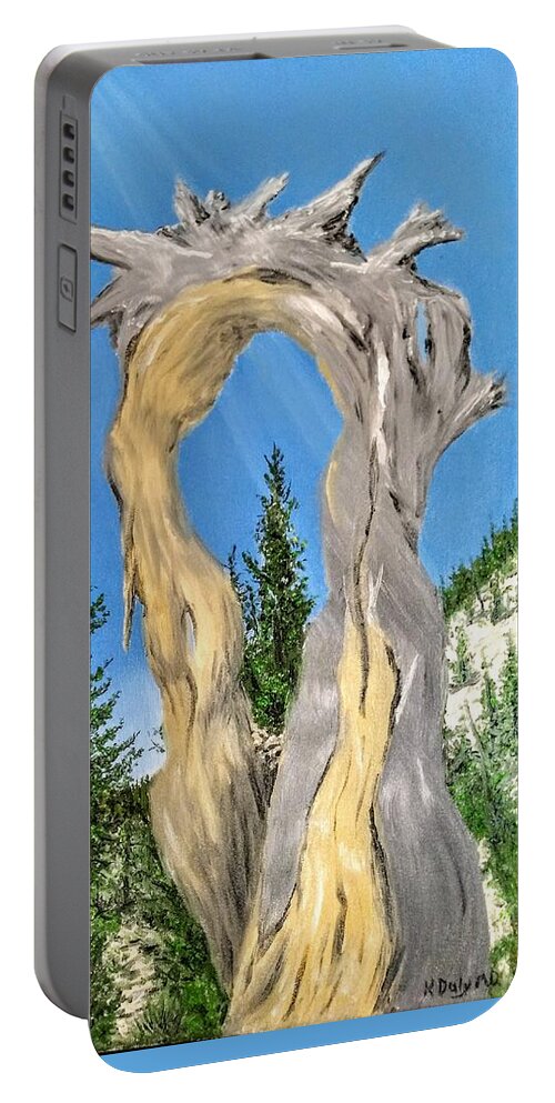 Nature Portable Battery Charger featuring the painting Church Window by Kevin Daly