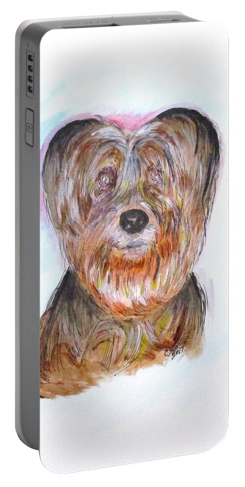 Dogs Portable Battery Charger featuring the painting Ciao I'm Viki by Clyde J Kell
