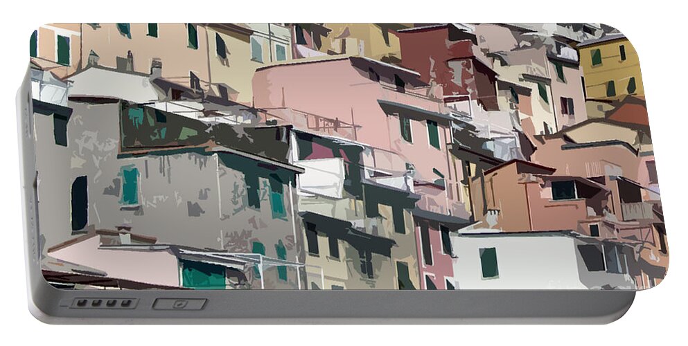 Italy Portable Battery Charger featuring the mixed media Cinque Terre by Susan Lafleur