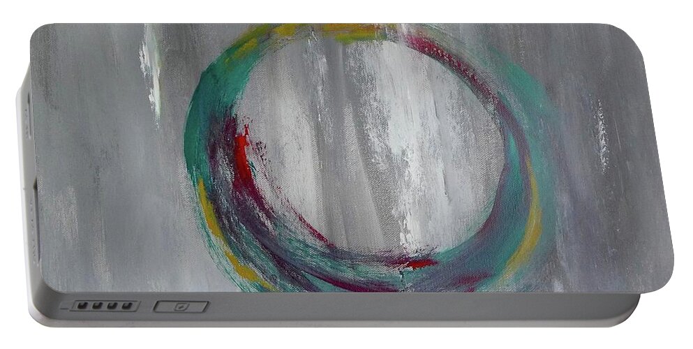 Circle Portable Battery Charger featuring the painting Vortex by Victoria Lakes