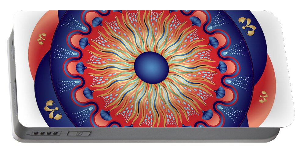 Mandala Portable Battery Charger featuring the digital art Circularium No 2655 by Alan Bennington