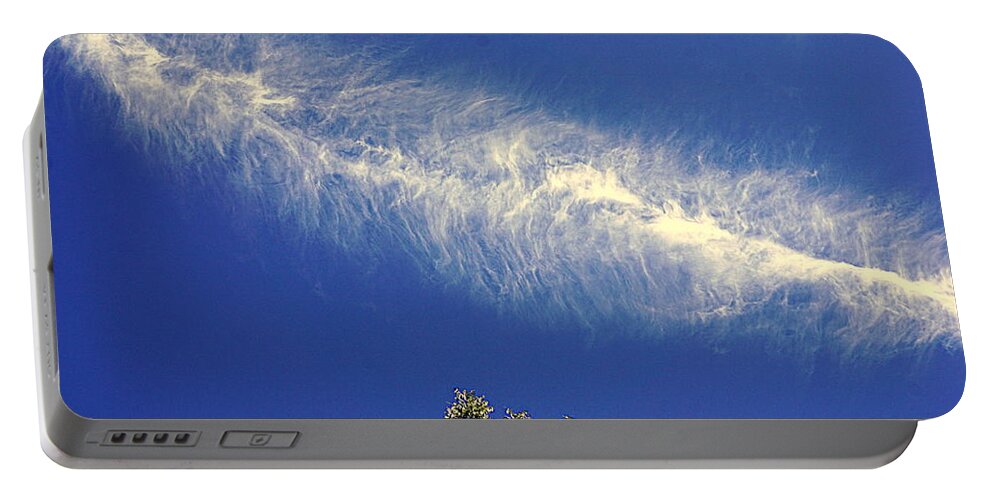 Sky Portable Battery Charger featuring the photograph Cirrus Feather by Kathy Barney