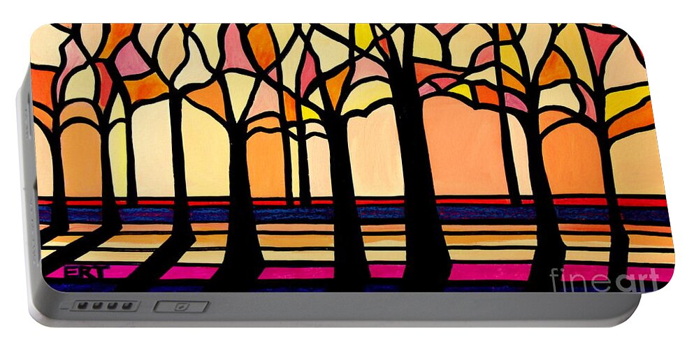 Landscape Portable Battery Charger featuring the painting Citrus Glass Trees by Elizabeth Robinette Tyndall