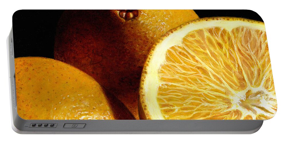 Orange Portable Battery Charger featuring the painting Citrus Sunshine by Shana Rowe Jackson