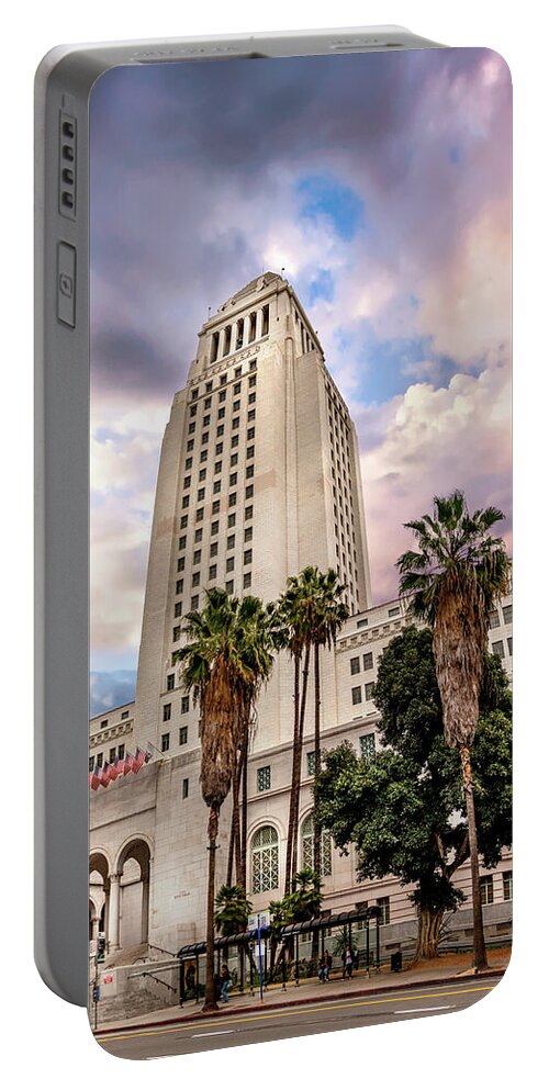 Los Angeles City Hall Portable Battery Charger featuring the photograph City Hall Up Close by Endre Balogh