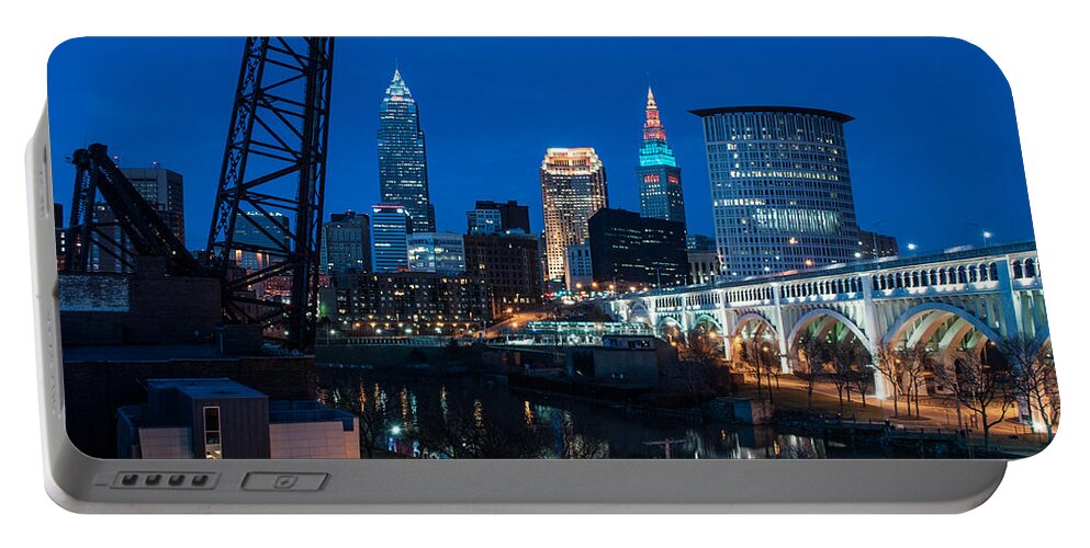 Cleveland Portable Battery Charger featuring the photograph City of Bridges by Stewart Helberg