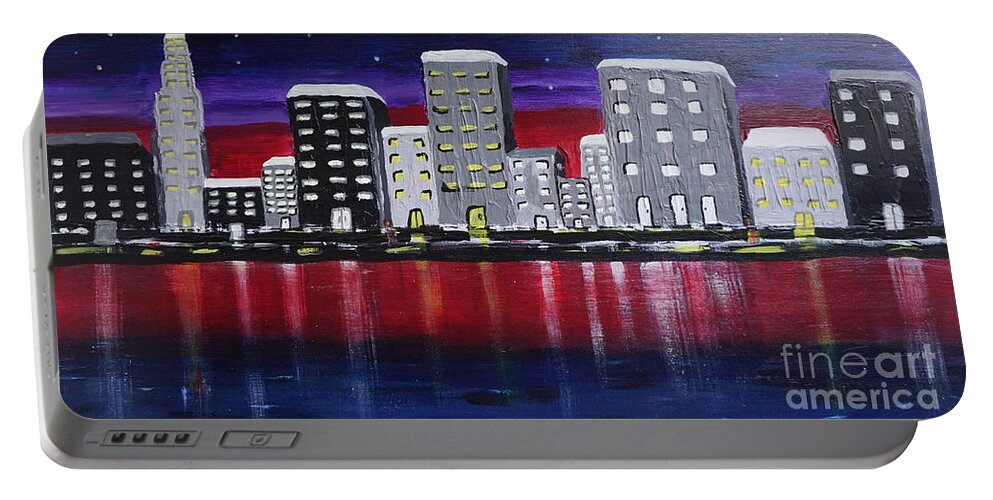 Acrylic Portable Battery Charger featuring the painting CityScape by Jimmy Clark