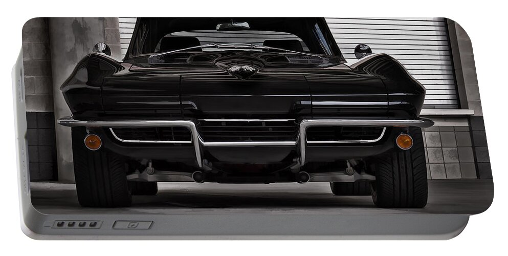 Corvette Portable Battery Charger featuring the digital art Classic Black by Douglas Pittman