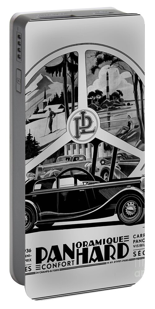  French Portable Battery Charger featuring the digital art Classic cars French art deco icon Panhard by Heidi De Leeuw