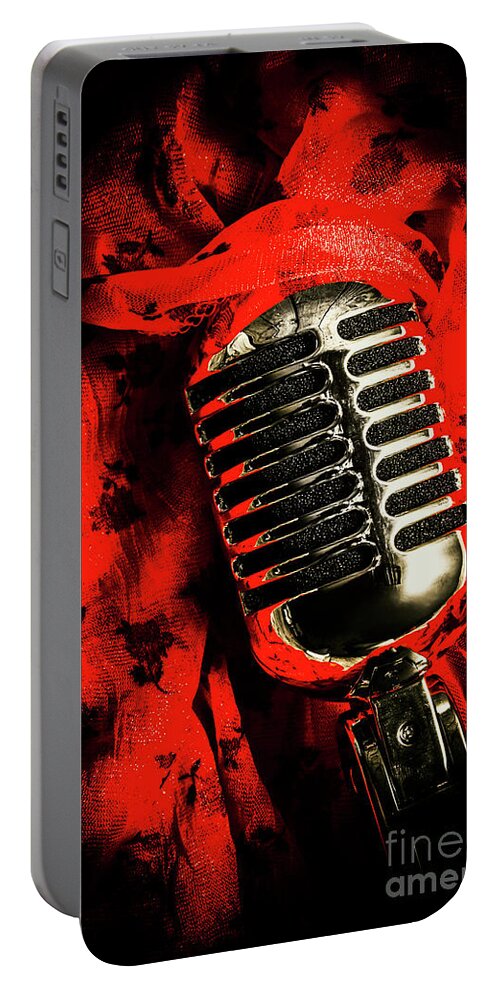 Red Portable Battery Charger featuring the photograph Classic evening cabaret by Jorgo Photography