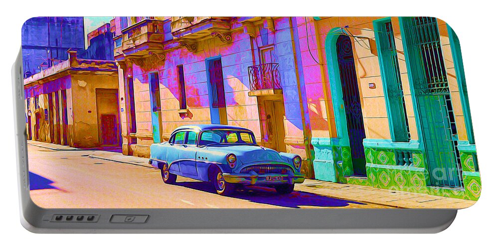 Havana Portable Battery Charger featuring the painting Classic Havana by Chris Andruskiewicz