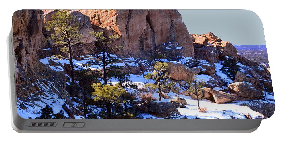 Southwest Landscape Portable Battery Charger featuring the photograph Cliff at El Malpais by Robert WK Clark