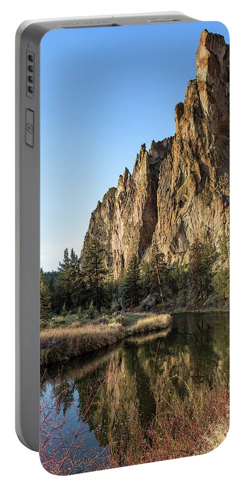 Smith Rock Portable Battery Charger featuring the photograph Cliffs Above Crooked River by Belinda Greb