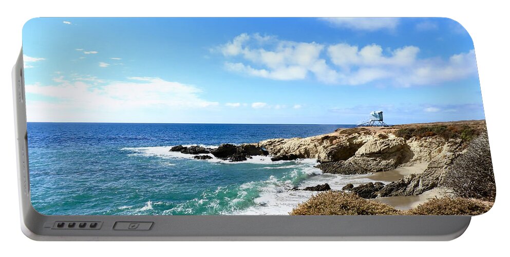 Cliffside Portable Battery Charger featuring the photograph Cliffside Watchtower by Beth Myer Photography