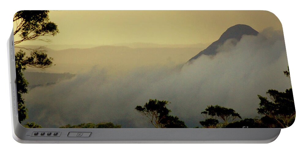 Late Afternoon Portable Battery Charger featuring the photograph Cloud Covers Mountain by Cassandra Buckley