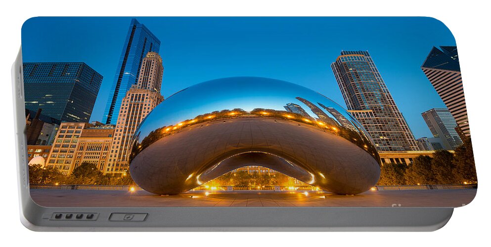 Cloud Gate Portable Battery Charger featuring the photograph Cloud Gate Chicago by Michael Ver Sprill