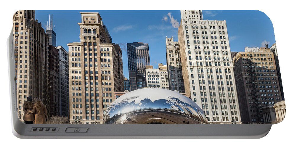 Usa Portable Battery Charger featuring the photograph Cloud Gate to Chicago by Framing Places