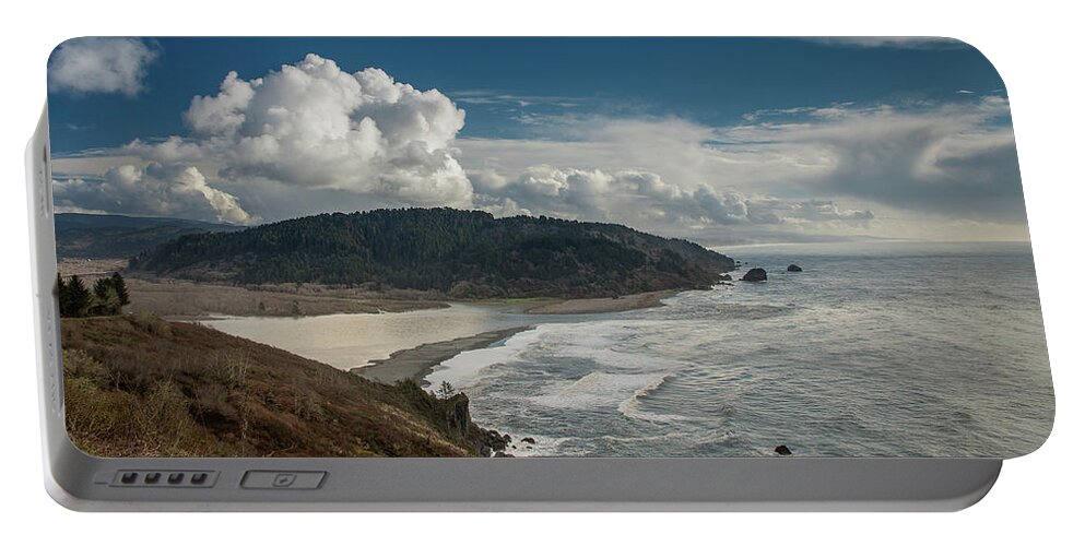 Klamath River Portable Battery Charger featuring the photograph Clouds Above Coast Pano by Greg Nyquist