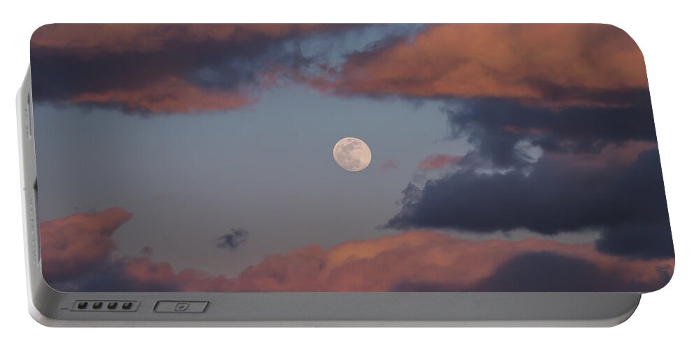Terry D Photography Portable Battery Charger featuring the photograph Clouds and Moon March 2017 by Terry DeLuco