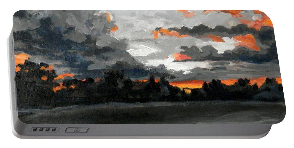 Clouds Dusk Sunset Usa Macon Georgia Landscape Portable Battery Charger featuring the painting Clouds at Dusk by Martha Tisdale