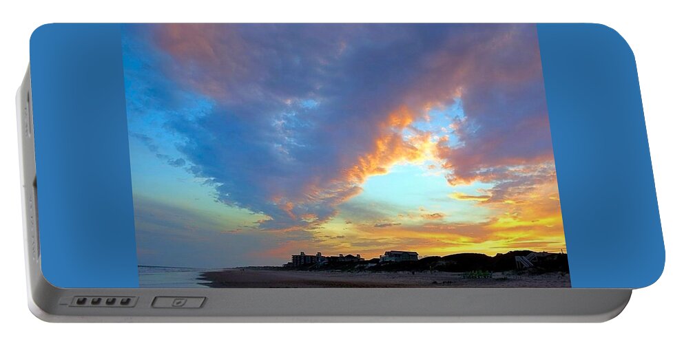 Beach Portable Battery Charger featuring the photograph Clouds at Sunset by Betty Buller Whitehead