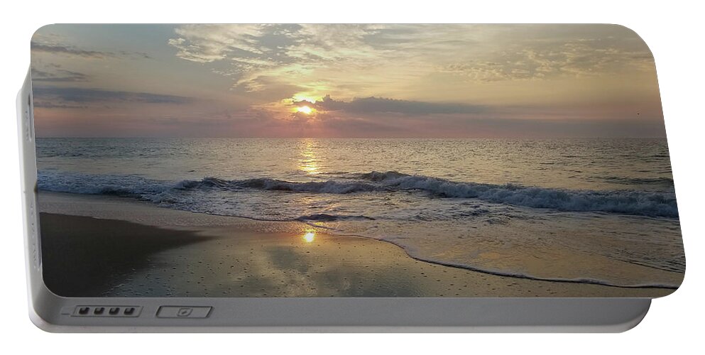 Water Portable Battery Charger featuring the photograph Clouds on the Sand by Robert Banach
