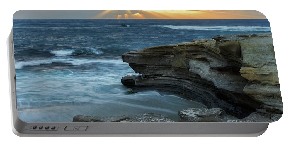 Cloudy Portable Battery Charger featuring the photograph Cloudy Sunset at La Jolla Shores Beach by Eddie Yerkish