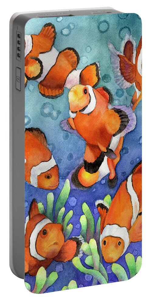 Clown Fish Painting Portable Battery Charger featuring the painting Dreaming of Snorkelling by Anne Gifford