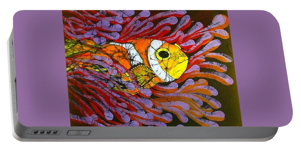 Clown Fish Portable Battery Charger featuring the tapestry - textile Clownfish I by Kay Shaffer