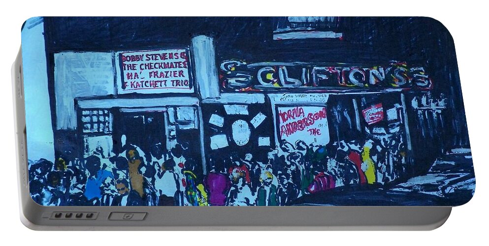 Club Harlem Portable Battery Charger featuring the mixed media Club Harlem 1967 by Tyrone Hart