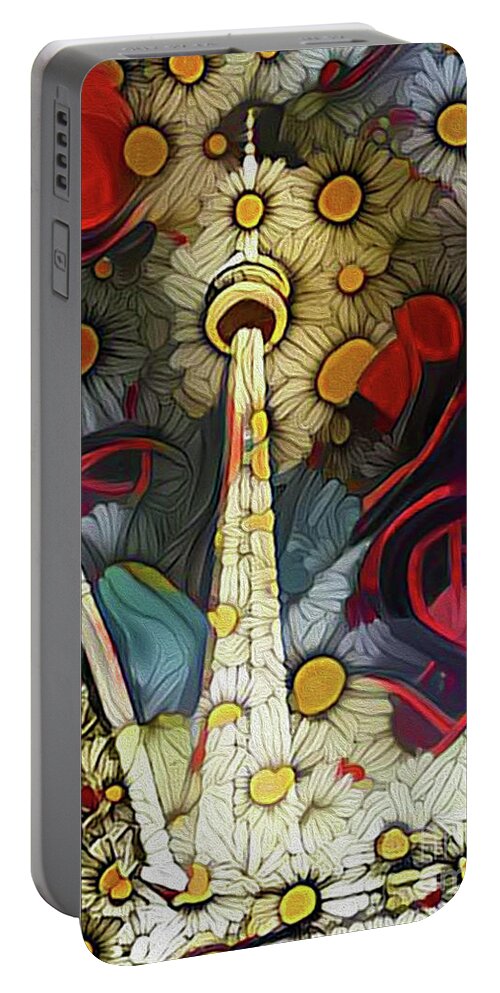 Daisies Portable Battery Charger featuring the photograph CN Tower Pushing Up Daisies by Nina Silver