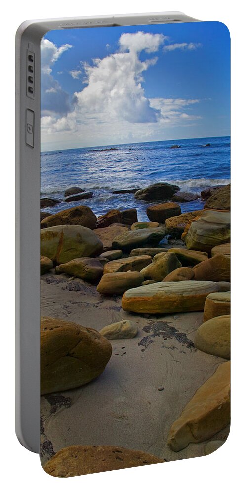 Oceancsape Portable Battery Charger featuring the photograph Coarse Sand by Randall Ingalls