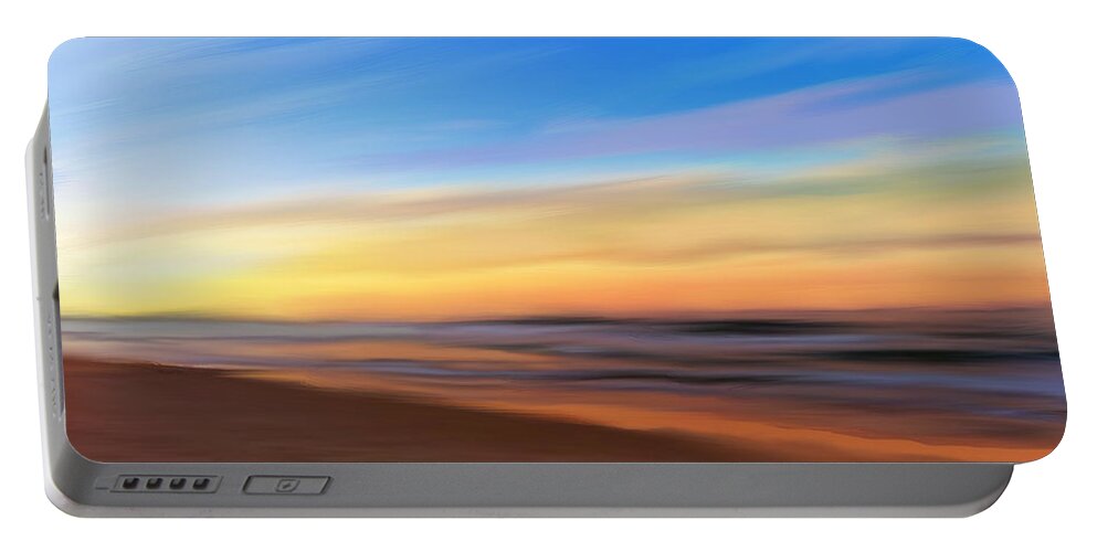 Anthony Fishburne Portable Battery Charger featuring the digital art Coastal beach sunrise by Anthony Fishburne