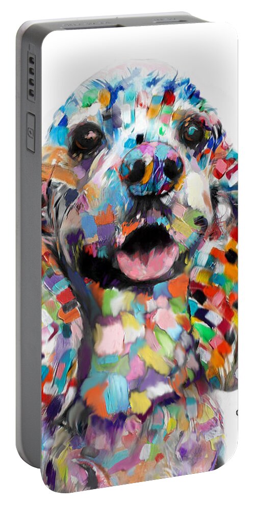 Dogs Portable Battery Charger featuring the painting Cocker Spaniel Head by Portraits By NC
