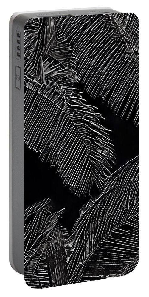 #flowersofaloha #blackandwhite #coconutpalms Portable Battery Charger featuring the photograph Coconut Palms in Black and White by Joalene Young