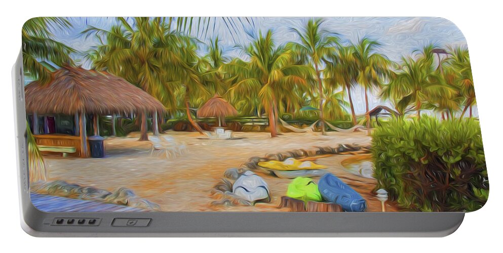 Coconut Palm Portable Battery Charger featuring the photograph Coconut Palms Inn Beach by Ginger Wakem