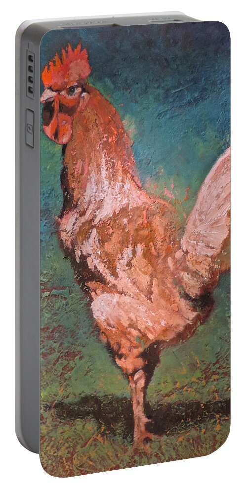 Chicken Portable Battery Charger featuring the painting Cogburn by Mia DeLode