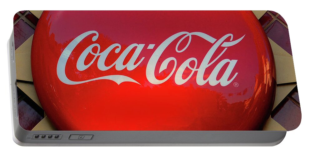Button Portable Battery Charger featuring the photograph Coke button style sign by David Lee Thompson