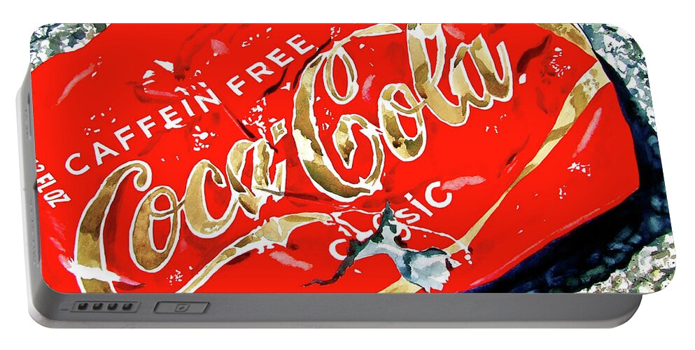 Coca Cola Portable Battery Charger featuring the painting Coke Can by Rick Mock